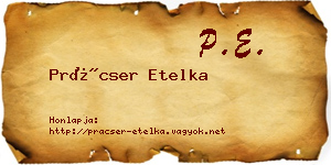 Prácser Etelka névjegykártya